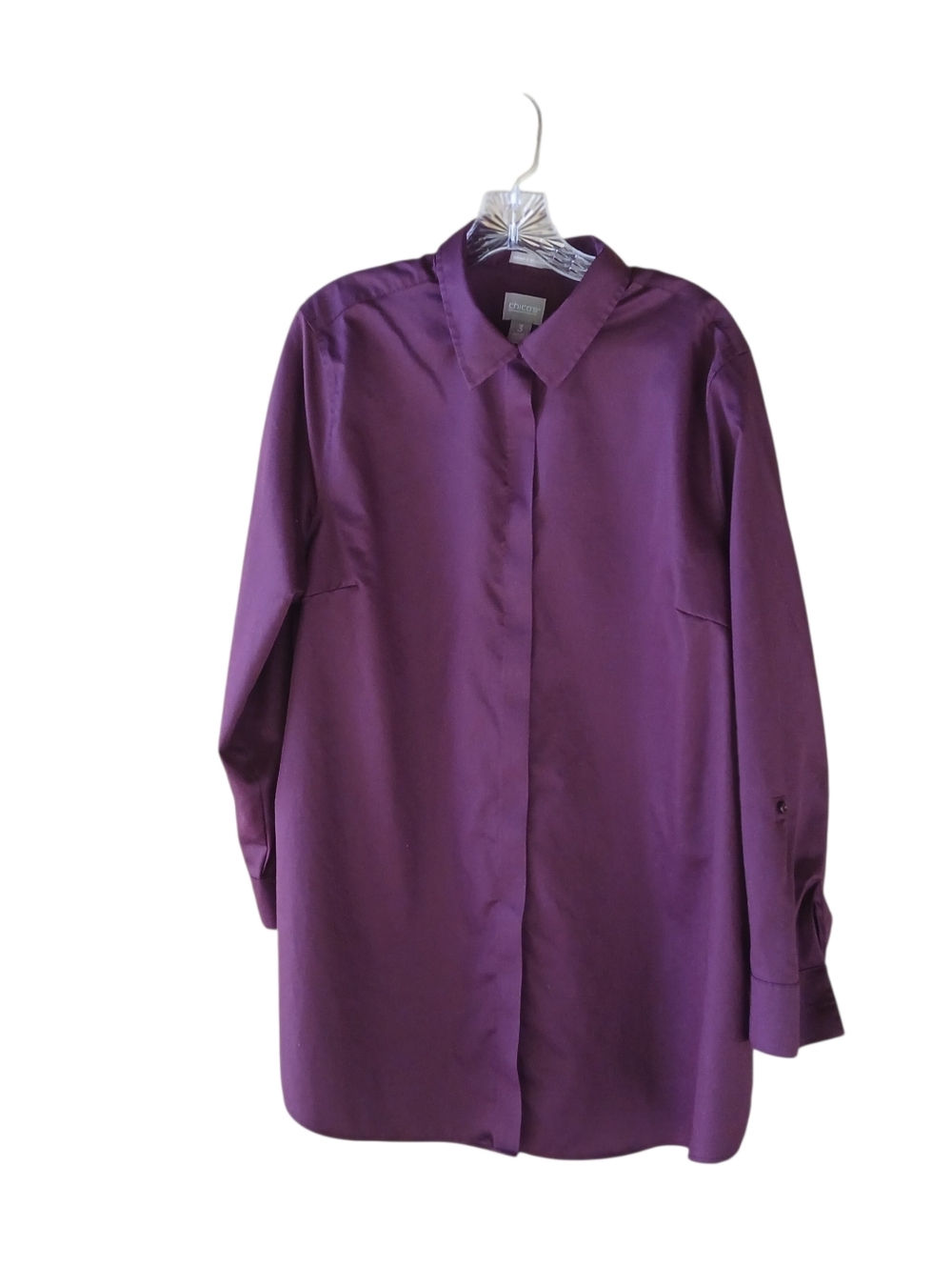 Chico's Burgundy Wrinkle Resistant Button Down Tunic Size 16